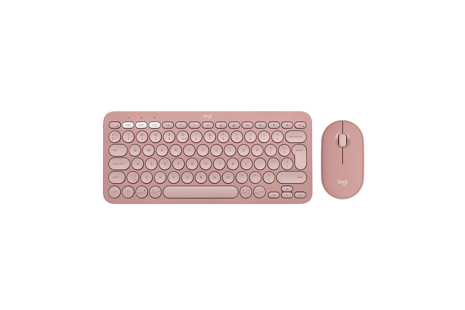 LOGITECH Pebble 2 Combo, Rose, 920-012247, Bluetooth, Türkçe, Q, Multimedya, Mini Klavye Mouse Set