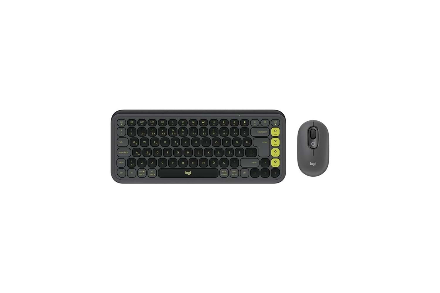 LOGITECH POP ICON COMBO, Siyah-Yeşil, 920-013075, Kablosuz, Türkçe Q, Klavye Mouse Set