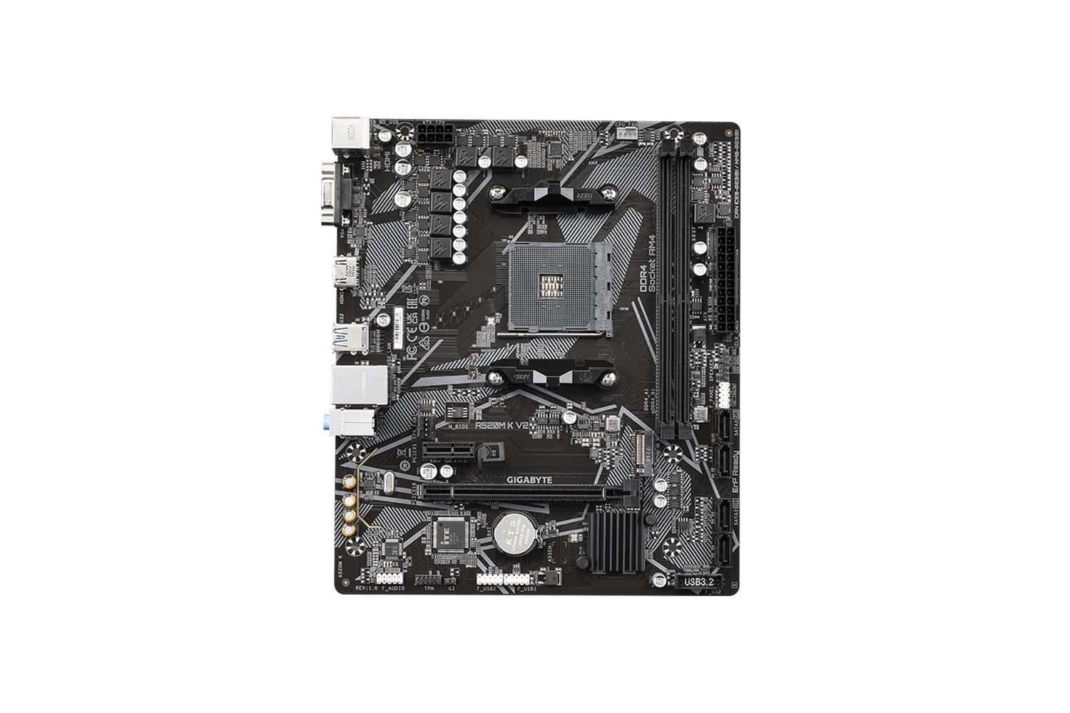 GIGABYTE A520M-K V2, 2xDDR4, 1x M.2, D-SUB, HDMI, AM4 Soket Anakart