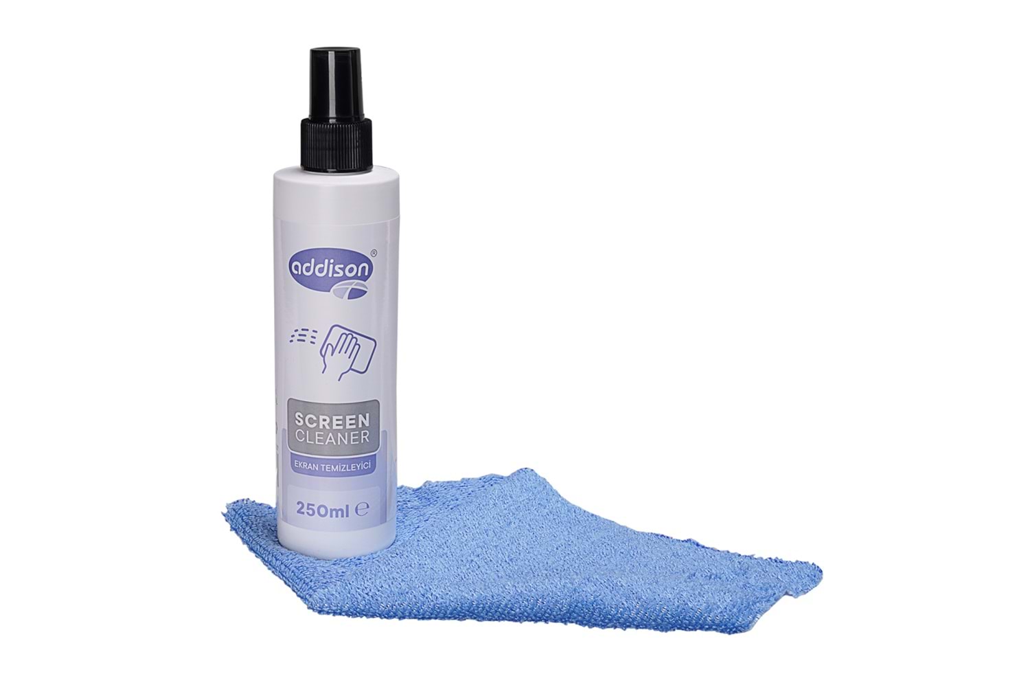 ADDISON 300871, Ekran Temizleyici Sprey 250ml. Microfiber Bez ile Birlikte