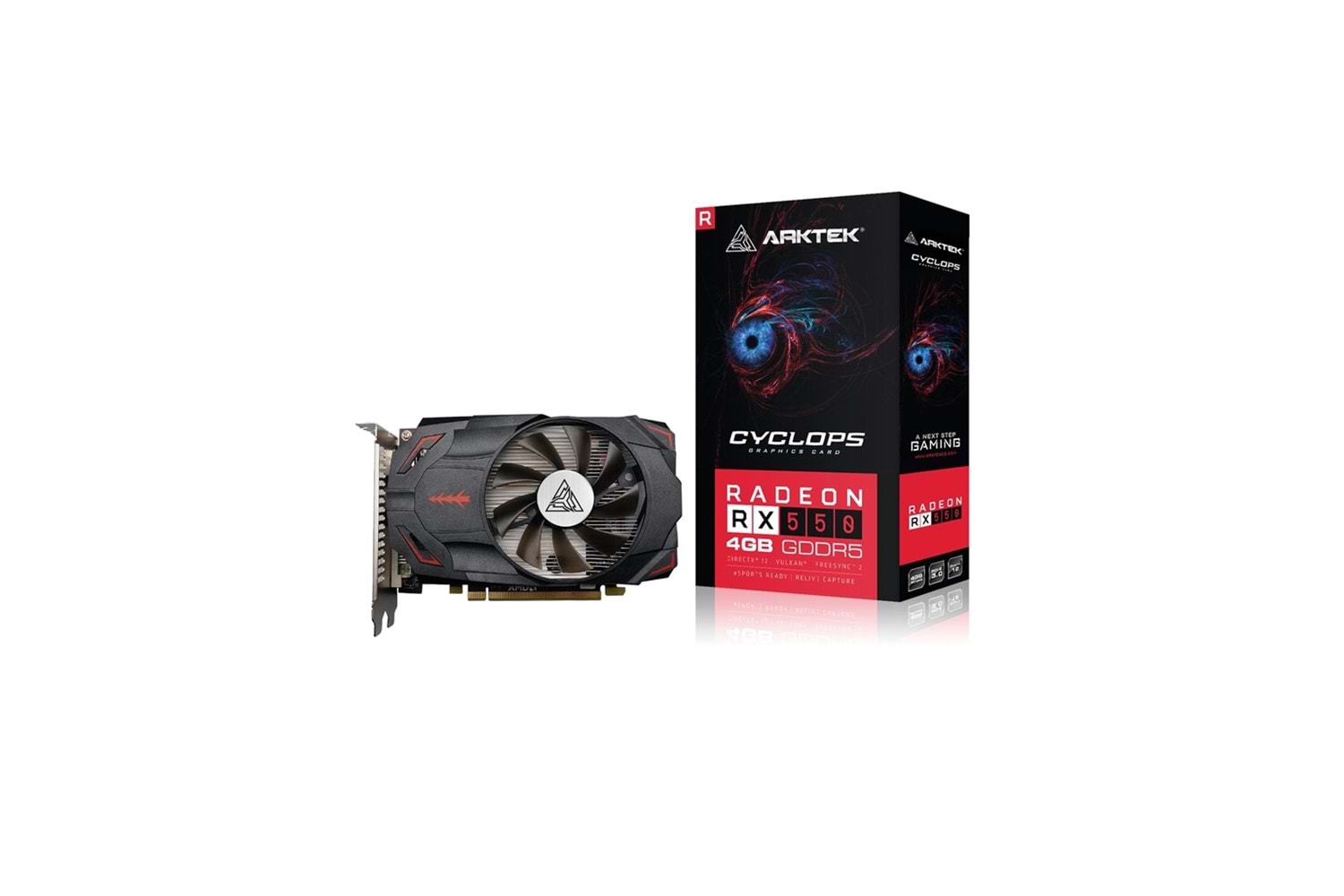 ARKTEK CYCLOPS, AKR550D5S4GH1, RX550, 4Gb, GDDR5, 128BIT, 1xDVI, 1xHDMI, 1xDP GAMING Ekran Kartı