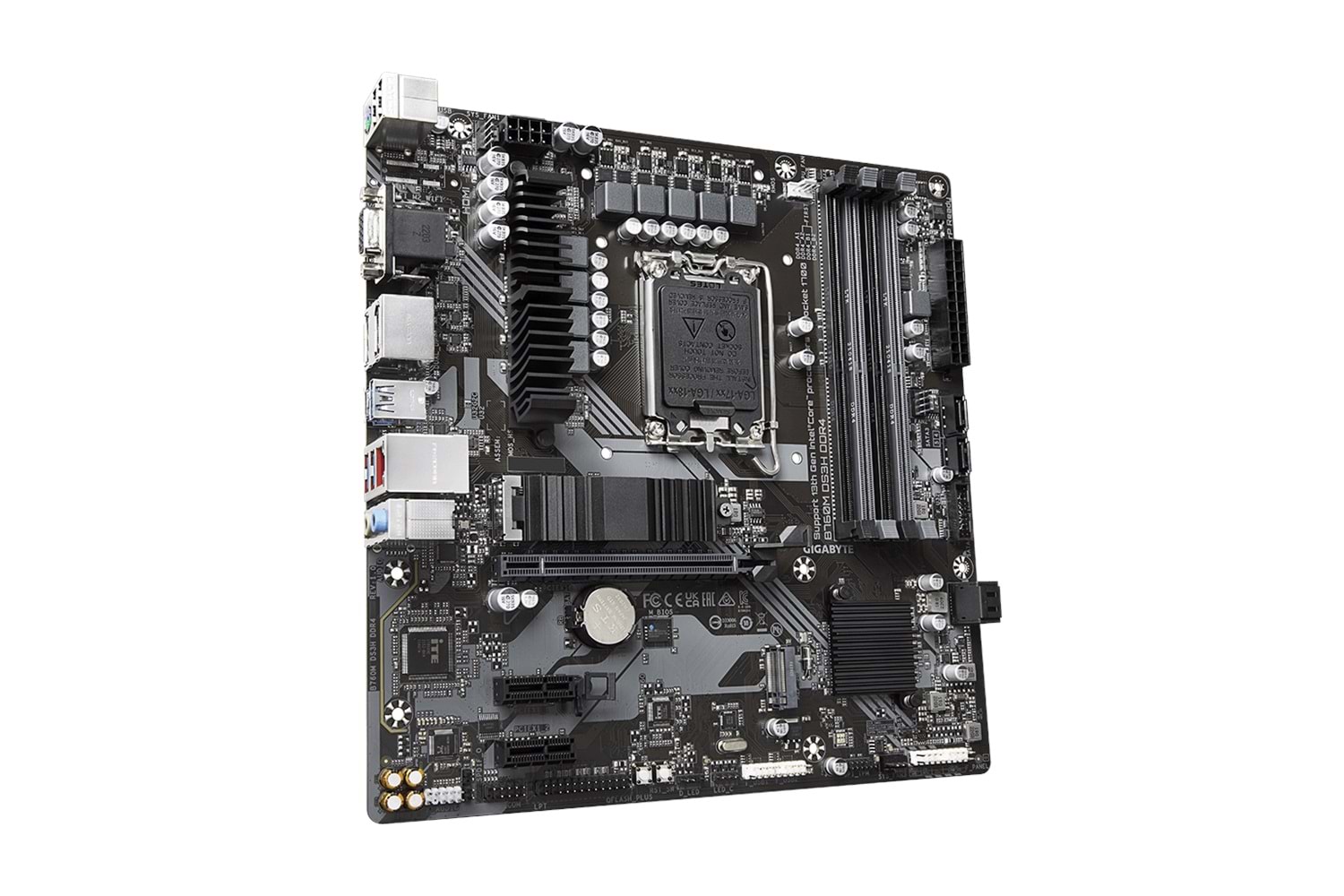 GIGABYTE B760M DS3H DDR4, rev.1.0, 4xDDR4, 2xM.2, 2xDP, HDMI, VGA, 12-13-14.Nesil, LGA1700 Soket, Anakart