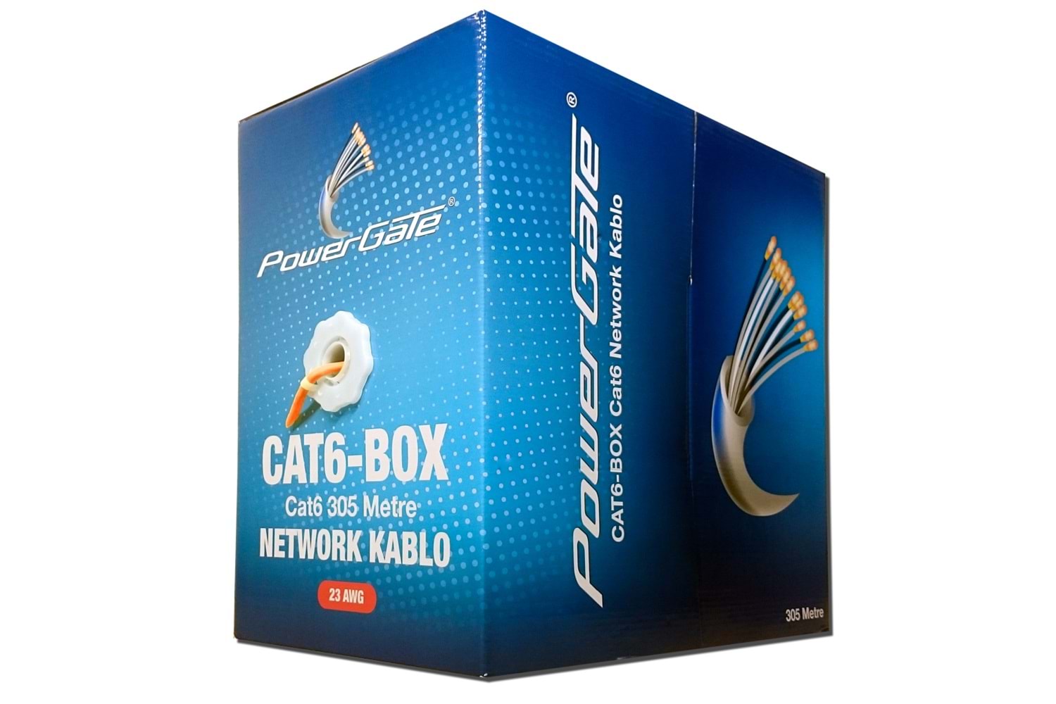 POWERGATE CAT6-BOX-OR, 23AWG, 0,57mm, UTP, CAT6 Kablo, 305m, Turuncu