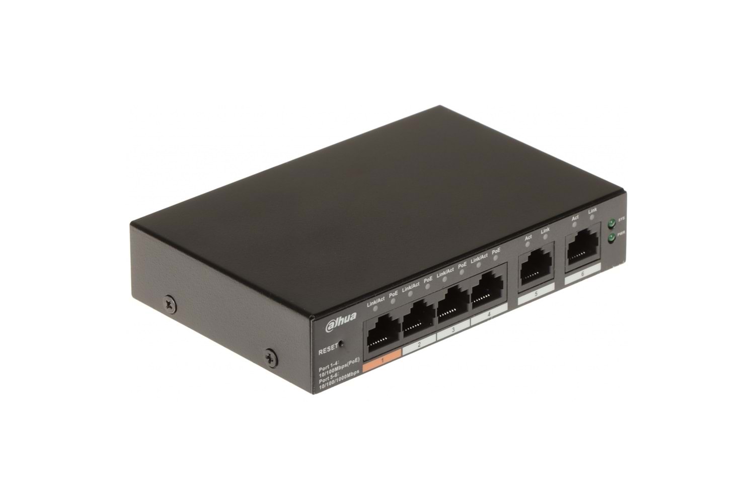 DAHUA CS4006-4ET-60, 4 Port, Megabit, PoE 60W, 2 Port Uplink, Cloud Yönetilebilir, Switch