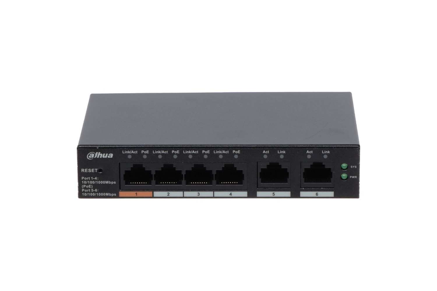 DAHUA CS4006-4GT-60, 4 Port, Gigabit, PoE 60W, 2 Port Uplink, Cloud Yönetilebilir, Switch
