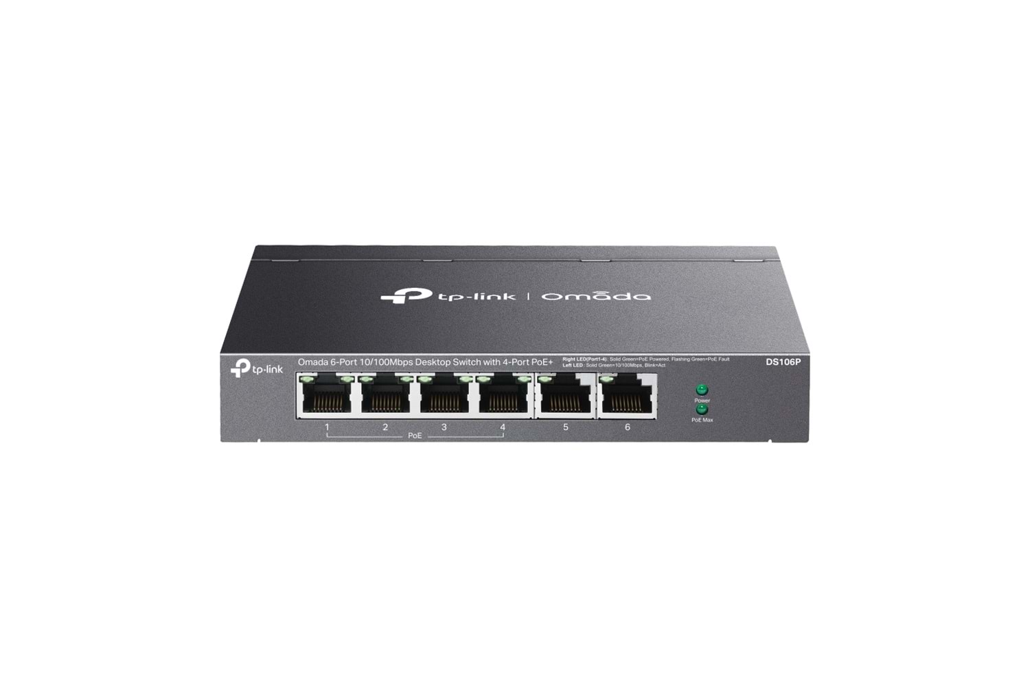 OMADA DS106P, 6 Port Gigabit, 4 Port Gigabit PoE+, 67W, Yönetilemez, Masaüstü Metal Kasa Sessiz Switch