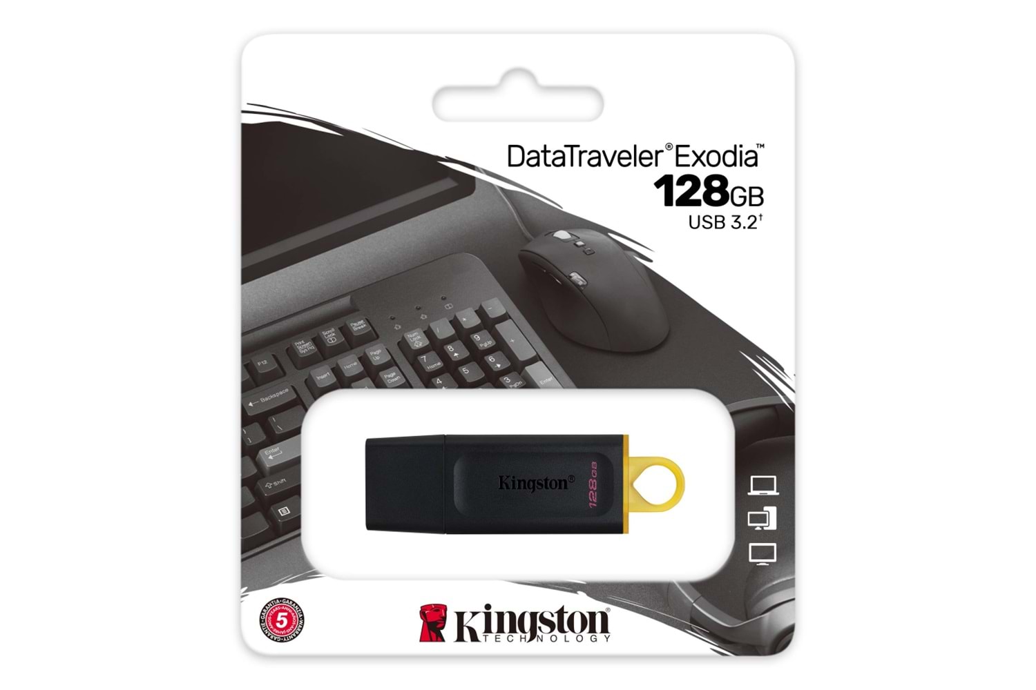 KINGSTON DTX/128GB USB 3.2 Data Traveler Exodia Gen 1 Flash Disk (Siyah - Sarı)
