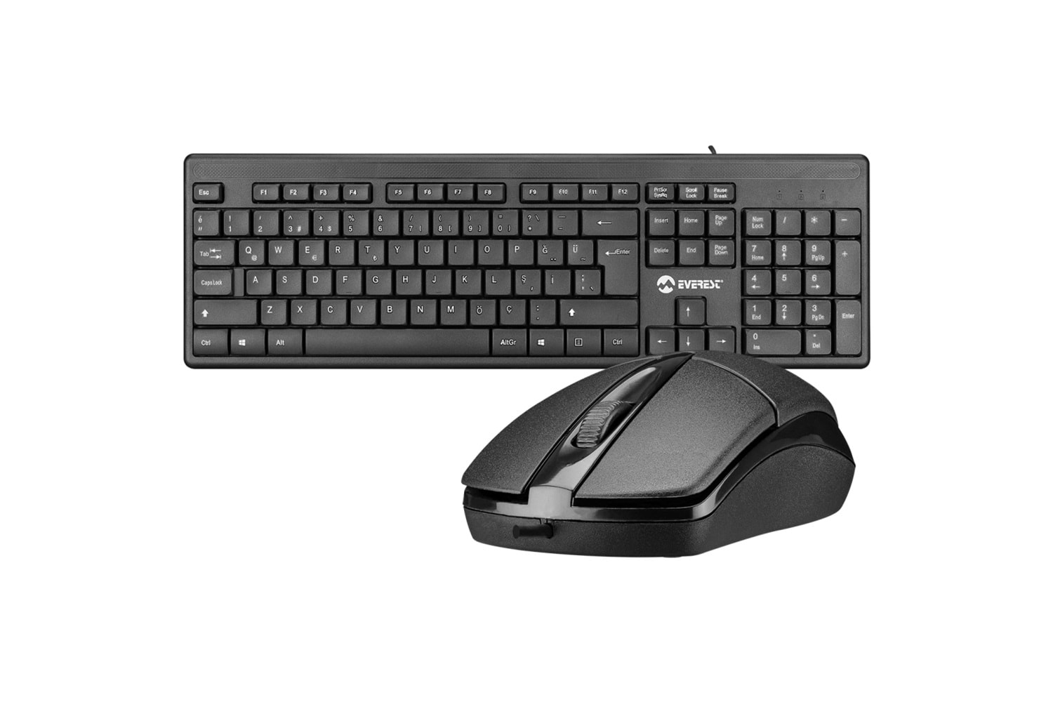 EVEREST KM-515, Siyah, Türkçe Q, Kablolu, Klavye Mouse Set