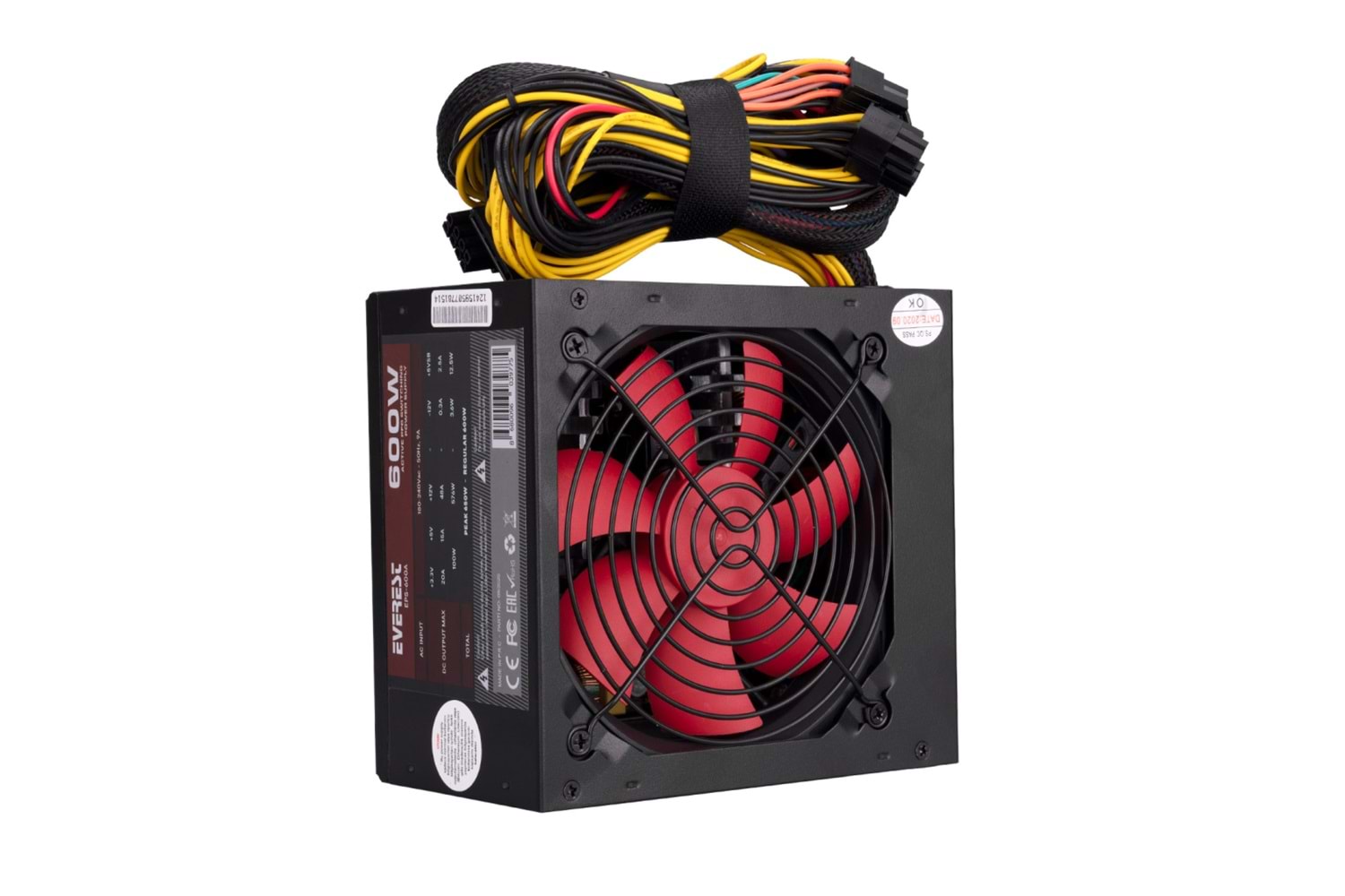 EVEREST EPS-600A, Peak 600W, 12cm Fan, ATX, Aktif PFC, GAMING Power Supply (PSU)