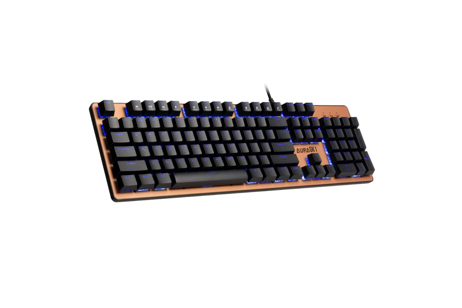 GAMDIAS AURA GK1, USB Kablolu, İngilizce, Çok Renkli Arka Aydınlatma, Red Mekanik Switch, Bronz Edition, Gaming Klavye