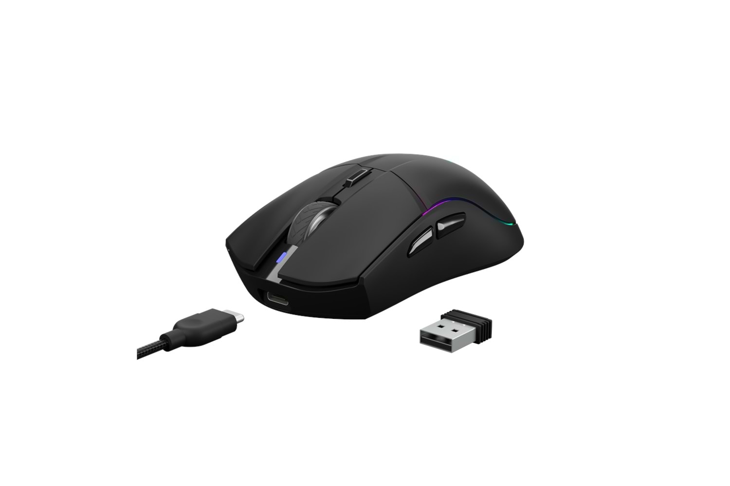 GAMDIAS HADES M3, RGB Aydınlatma, Kablosuz, Bluetooth ve Kablolu Bağlantı, 7 Tuşlu, Şarj Edilebilir, Type-C, Gaming Mouse, 10000DPI, Siyah