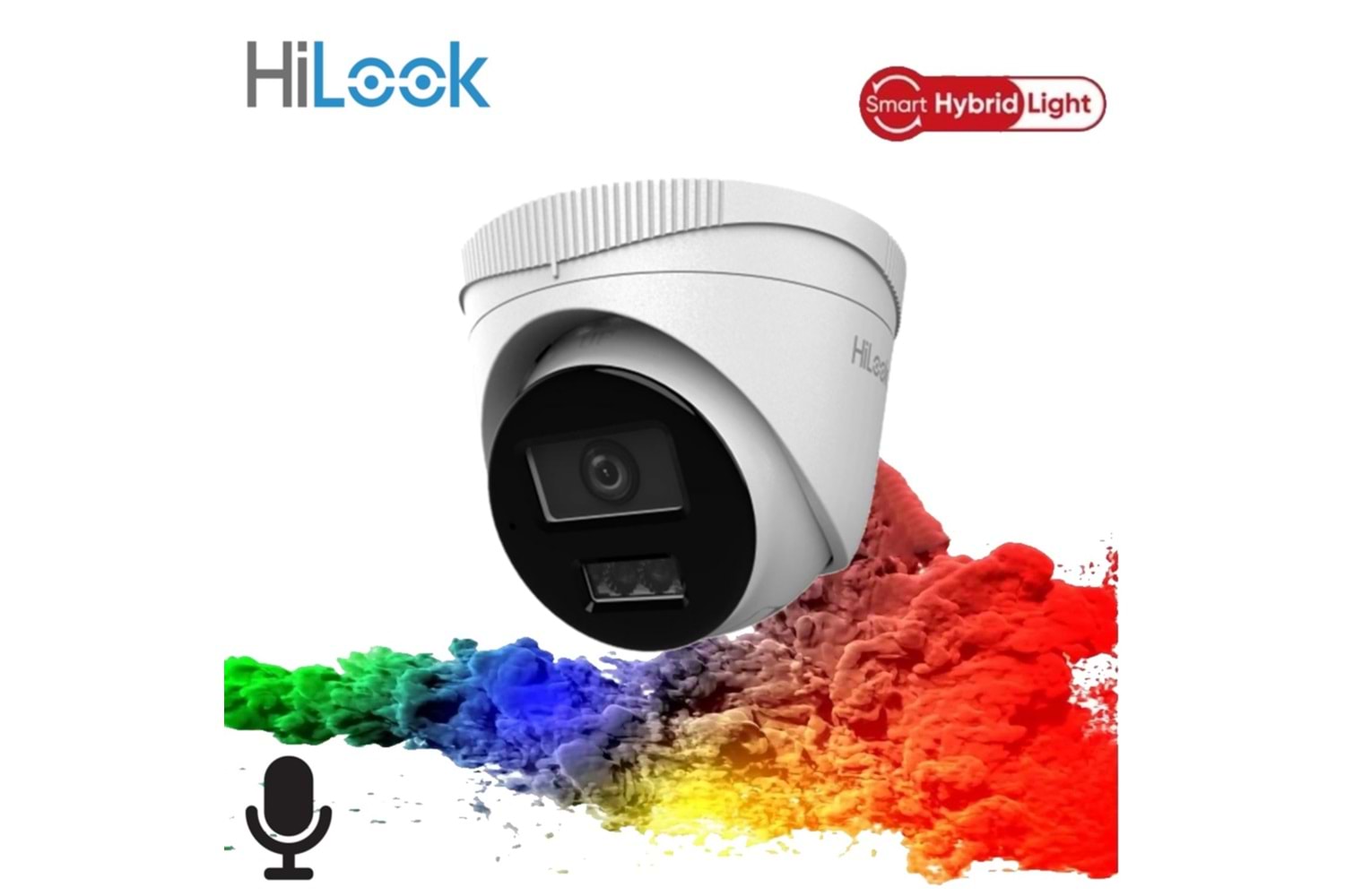 HILOOK IPC-T220HA-LUFC, 2Mpix, 2,8mm Lens, H265+, Dual Light, 20Mt Gece Görüşü, Dahili Mikrofon, IP67, PoE, Dome, IP Kamera