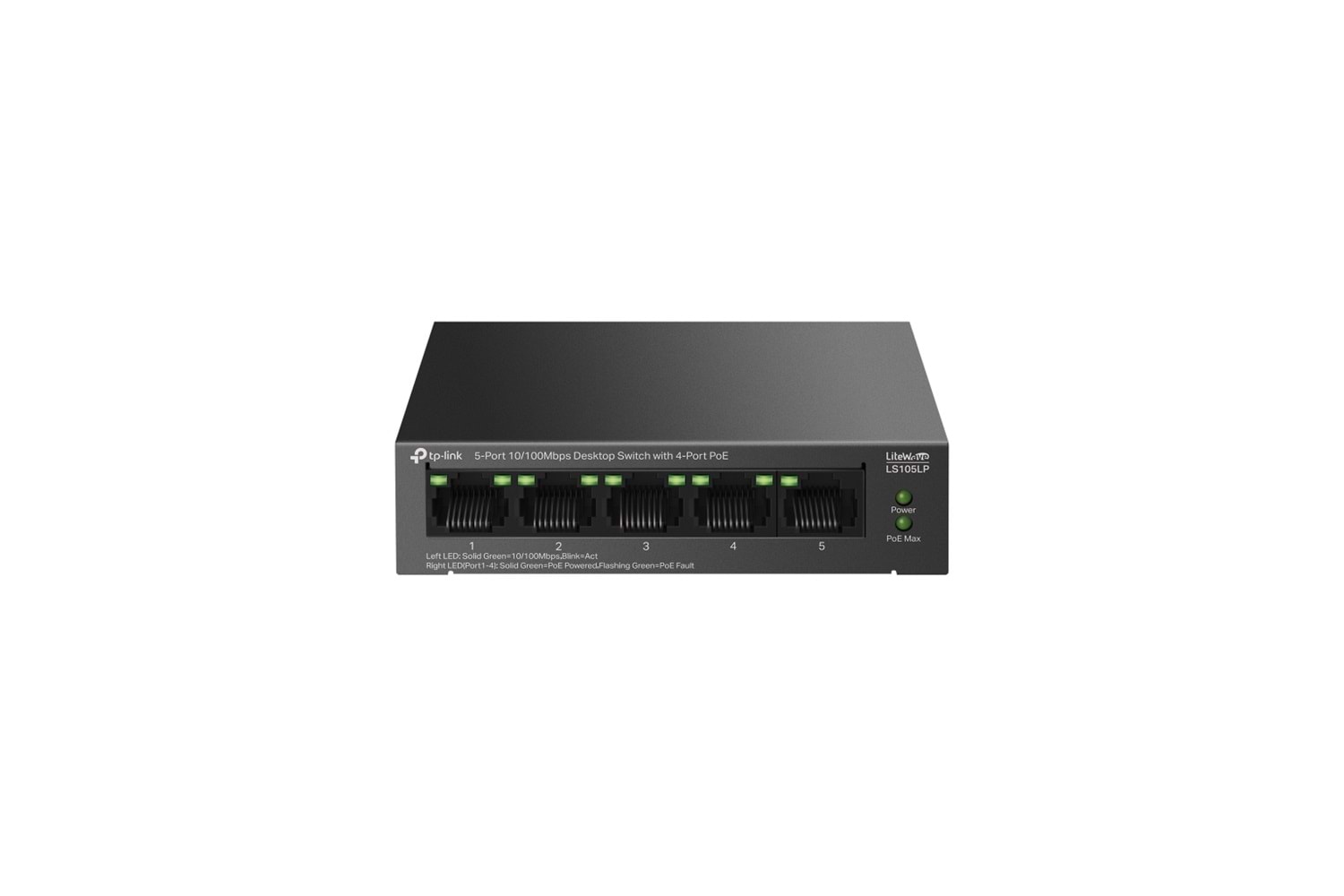 TP-LINK LS105LP, Green Tech, 5 Port, MegaBit, 4 Port PoE 41W, Metal Kasa, Yönetilemez, Masaüstü Switch