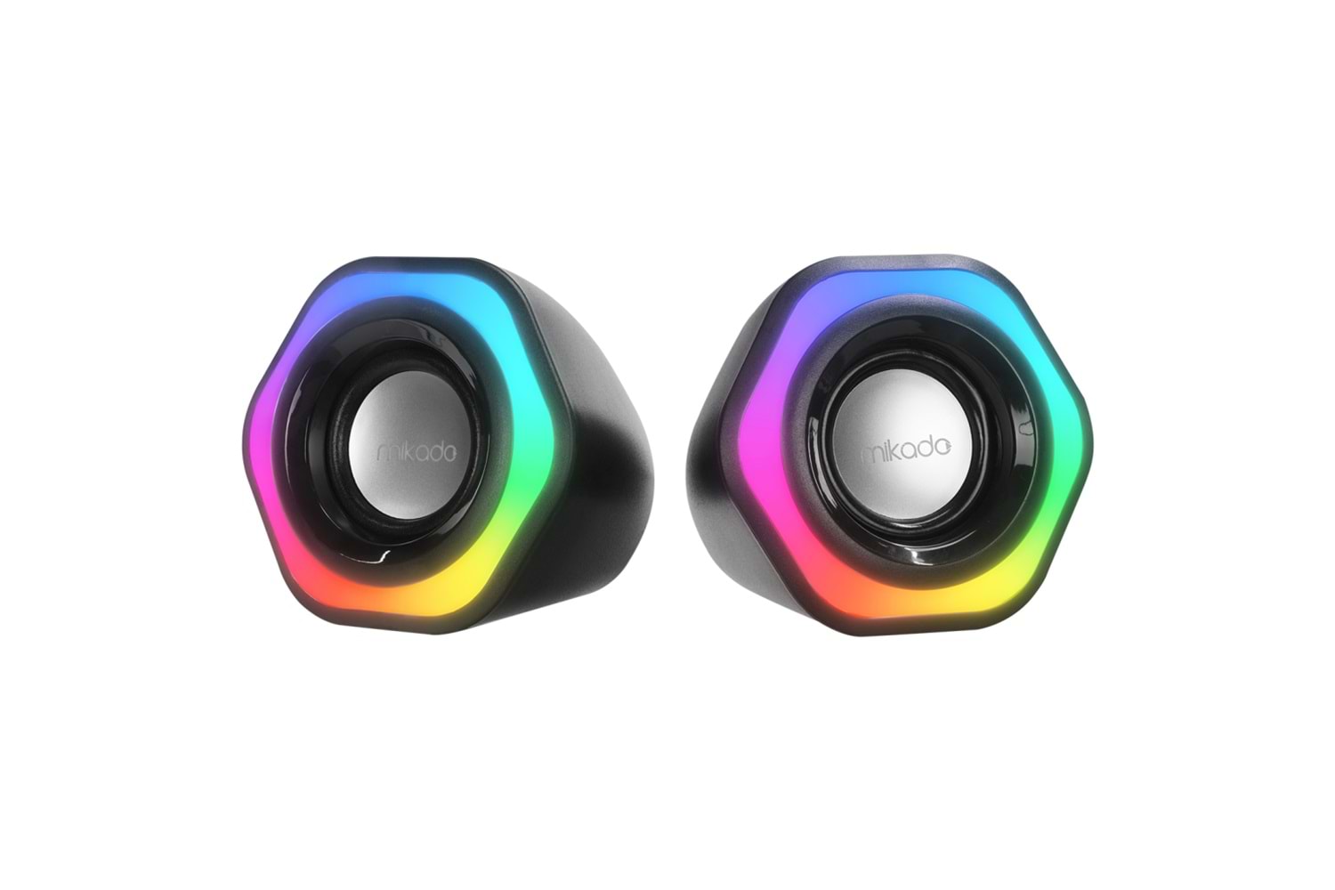 MIKADO MD-176, 6W, 1+1, Masaüstü, RGB Aydınlatma, USB, Siyah Kasa, Speaker