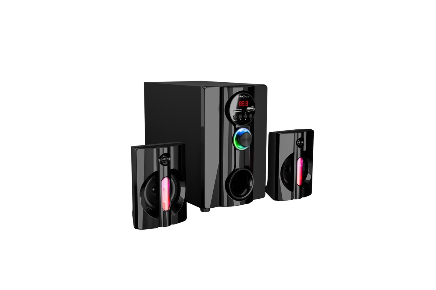 MIKADO MD-95BT, 20W, 2+1, Masaüstü, FM/BT/SD/USB, RGB Aydınlatma, Siyah Kasa, Speaker