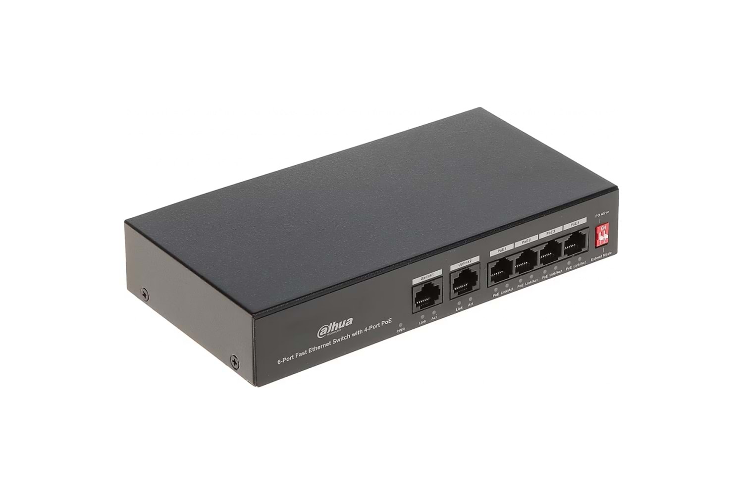 DAHUA PFS3006-4ET-36, 4 Port, Megabit, PoE 36W, 2 Port Uplink, Yönetilemez, Masaüstü Switch
