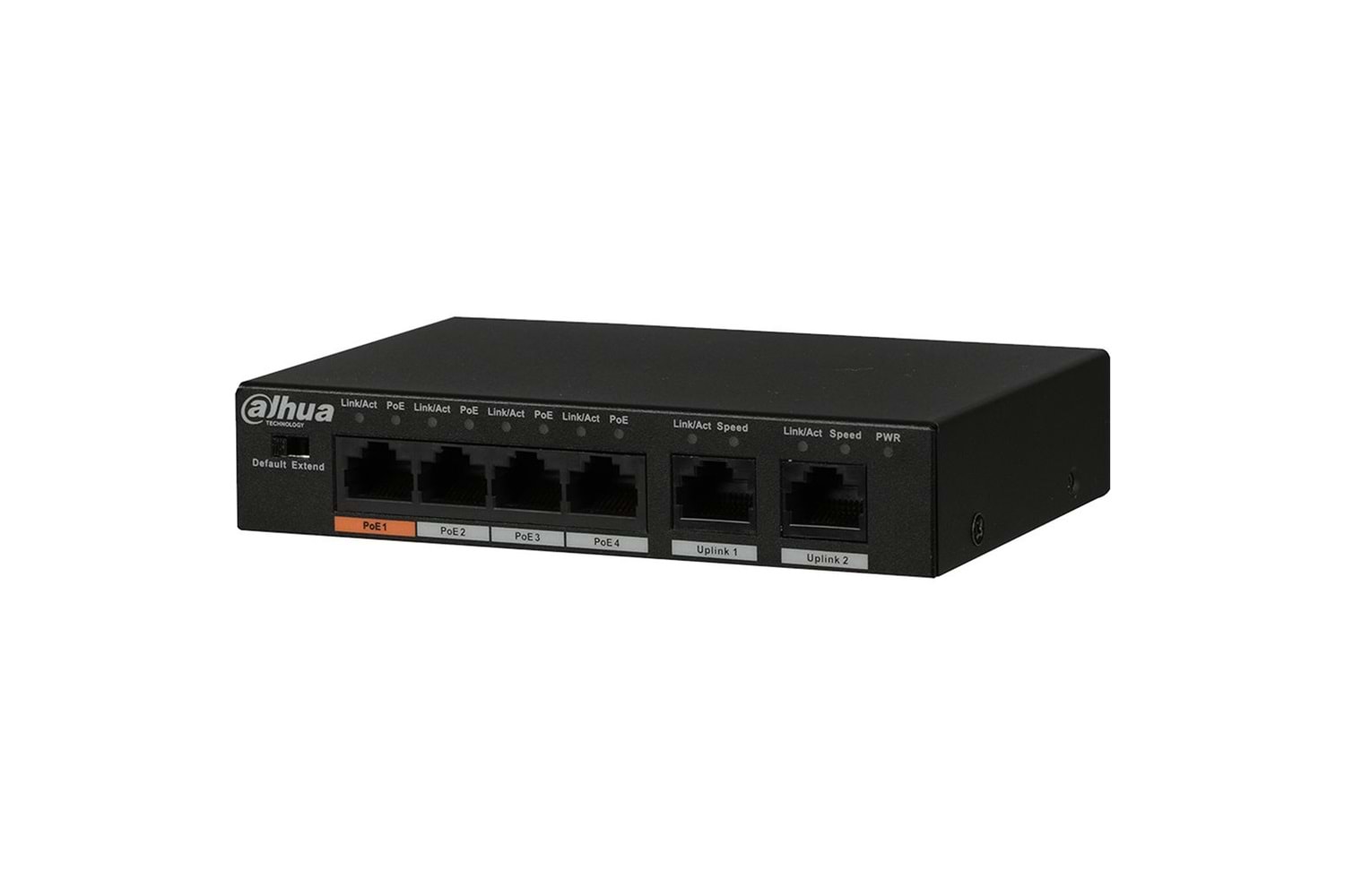DAHUA PFS3006-4ET-60-V2, 4 Port, Megabit, PoE 60W, 2 Port Uplink, Yönetilemez, Masaüstü Switch