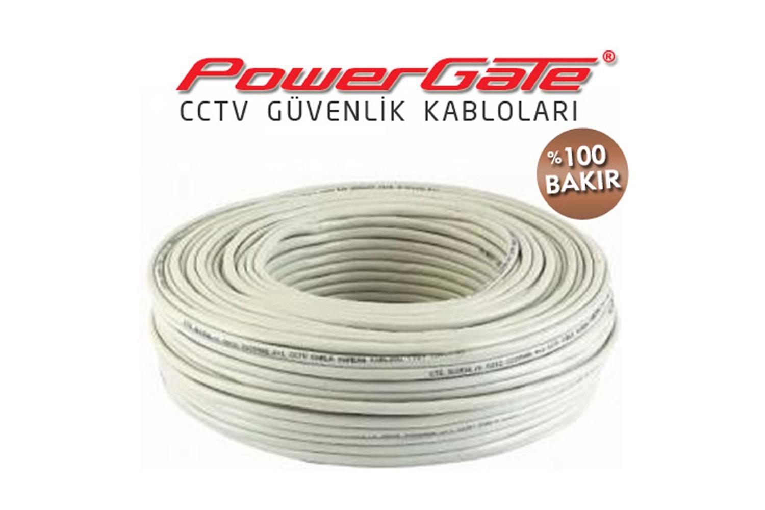 PowerGate VIA 100mt, 2+1 (2x0,22+0,22) %100 Bakır, CCTV Güvenlik Kablosu