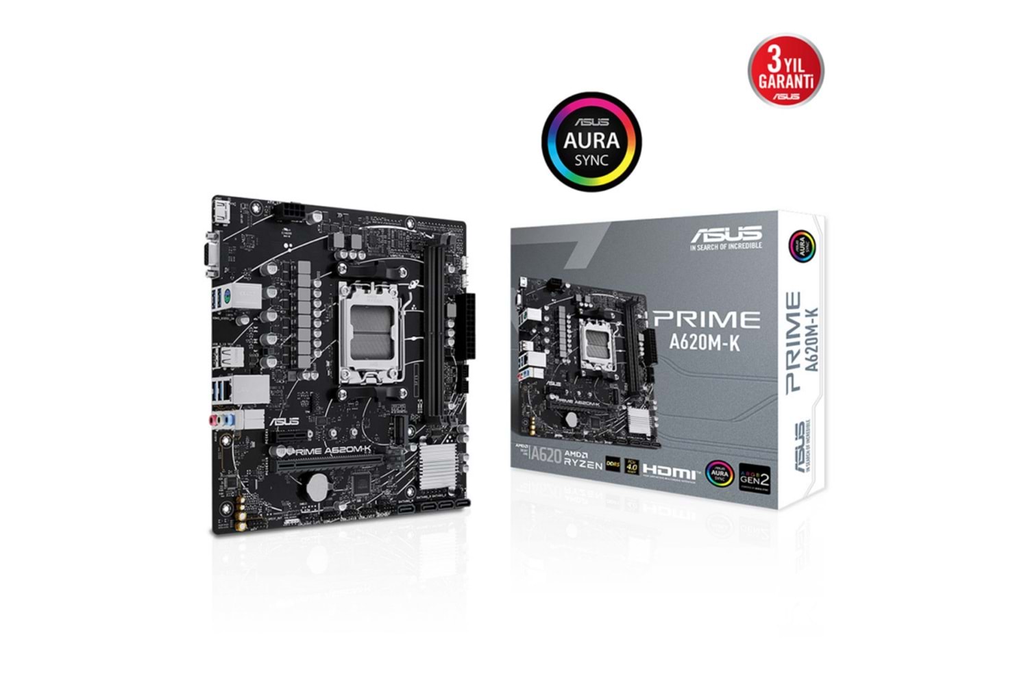 ASUS PRIME A620M-K, 2xDDR5, 1x M.2, D-SUB, HDMI, AM5 Soket Anakart