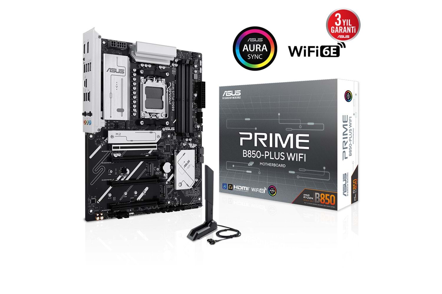 ASUS PRIME B850-PLUS WIFI, 4xDDR5, 3x M.2, HDMI, DP, Type-C, Wi-Fi 6E, Bluetooth v5.3, AM5 Soket GAMING Anakart