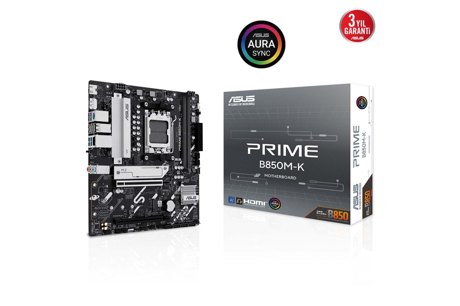 ASUS PRIME B850M-K, 2xDDR5, 2x M.2, DP, HDMI, AM5 Soket Anakart