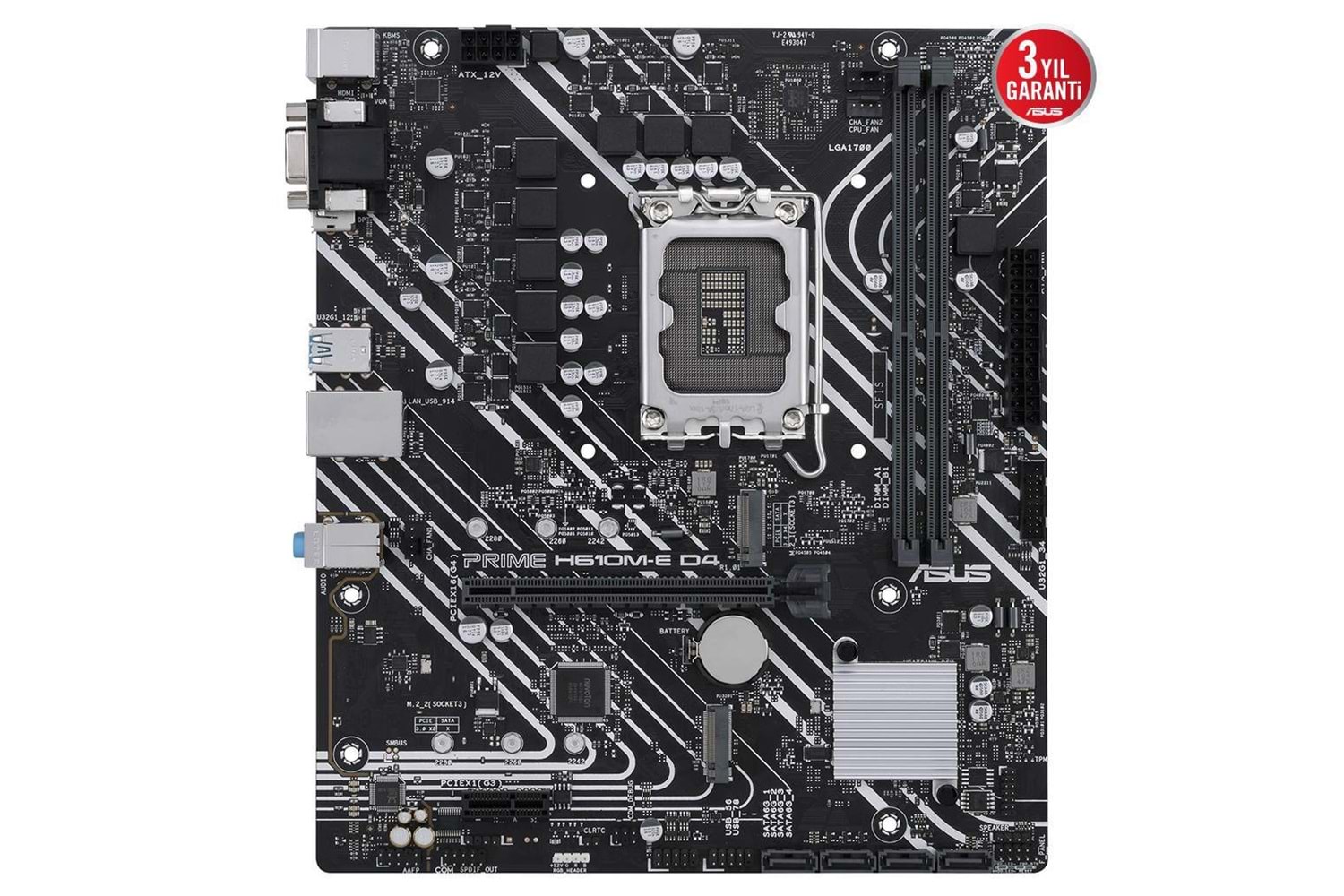 ASUS PRIME H610M-E D4-CSM, 2xDDR4, 2x M.2, D-SUB, HDMI, DP, 12-13.14.Nesil, LGA1700 Soket, Anakart