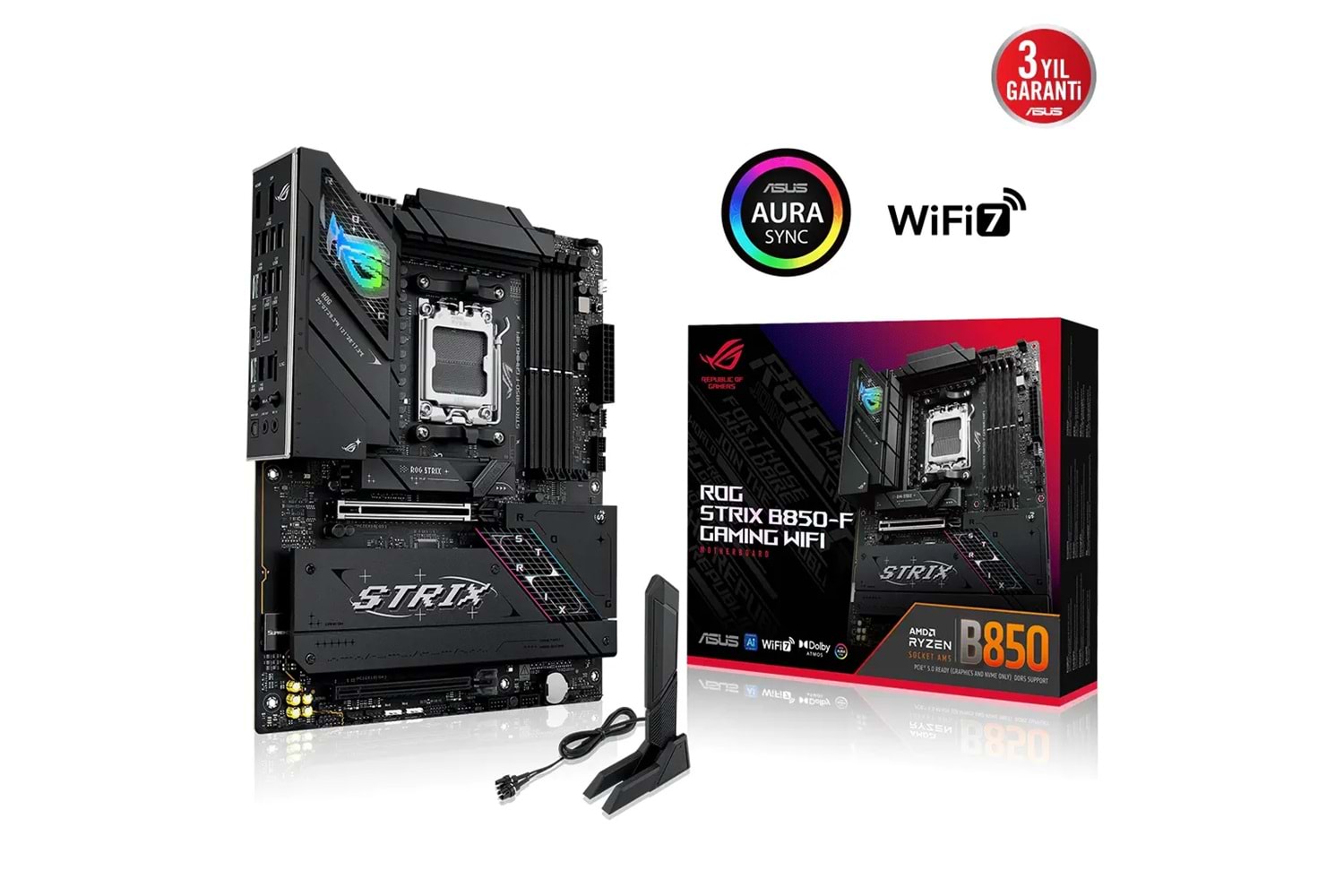 ASUS ROG STRIX B850-F GAMING WIFI, 4xDDR5, 4x M2, HDMI, DP, 2xType-C, Wi-Fi 7, Bluetooth v5.4, AM5 Soket GAMING Anakart