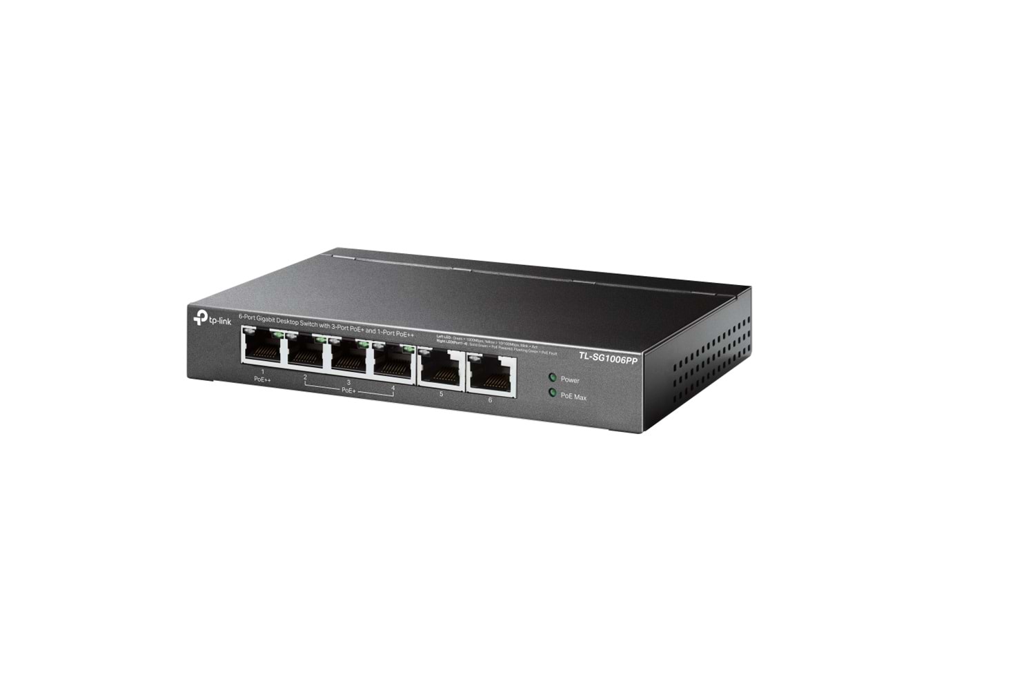 TP-LINK TL-SG1006PP, 6 Port, GigaBit, 4 Port PoE 64W, Yönetilemez, Metal Kasa, Masaüstü Switch