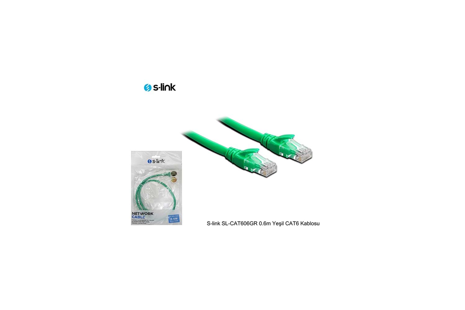 S-LINK SL-CAT606GR CAT6 Patch 60CM Kablo (Yeşil)