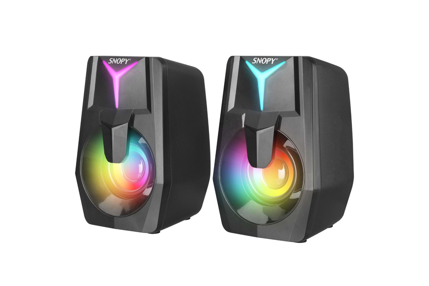 SNOPY SN-X22 STYLE, 6W, 1+1, Masaüstü, USB, RGB Aydınlatma, Siyah Kasa, Speaker