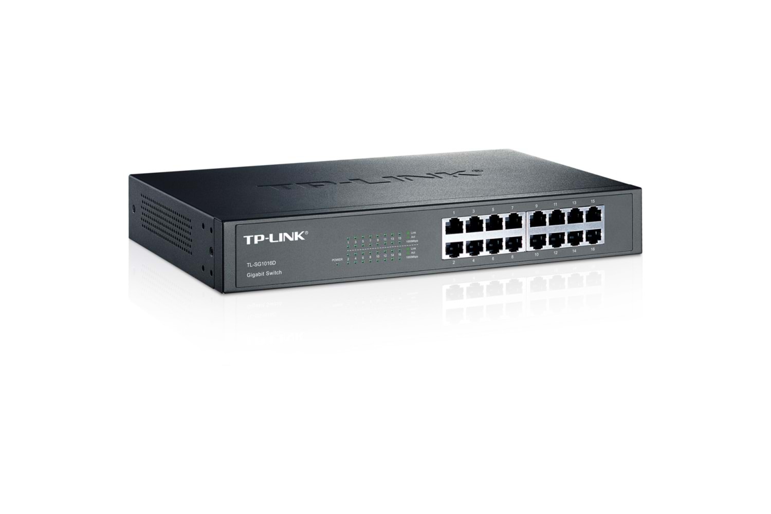 TP-LINK TL-SG1016D, 16 Port, GigaBit, Yönetilemez, Metal Kasa, Rackmount Switch
