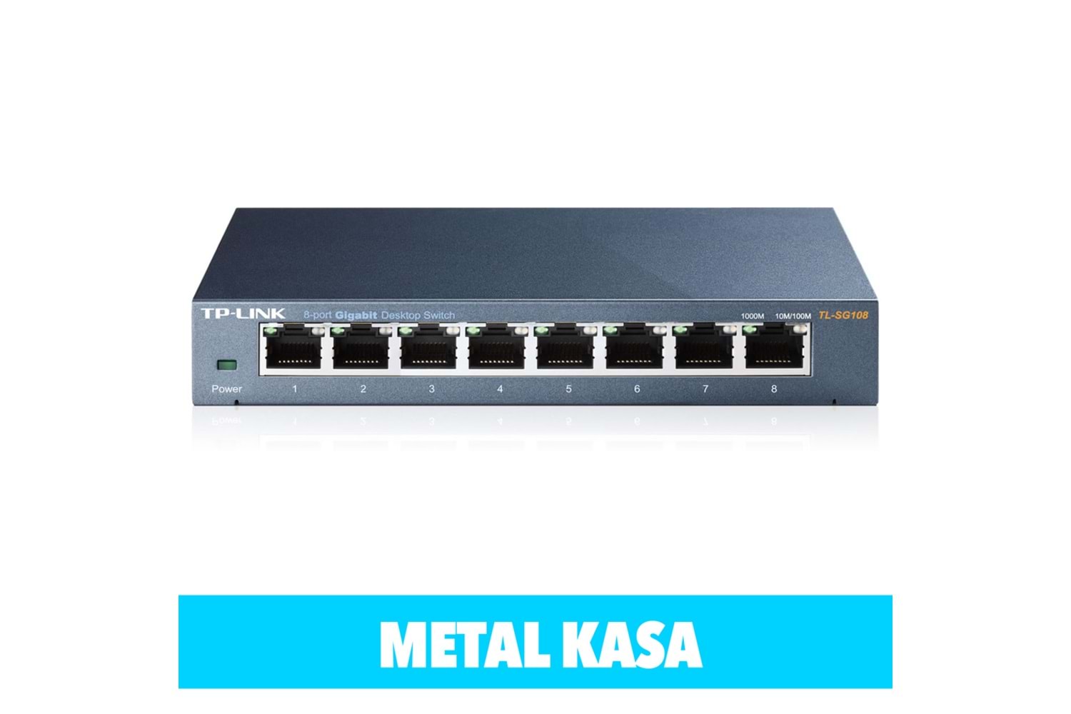 TP-LINK TL-SG108, 8 Port, GigaBit, Yönetilemez, Metal Kasa, Masaüstü Switch