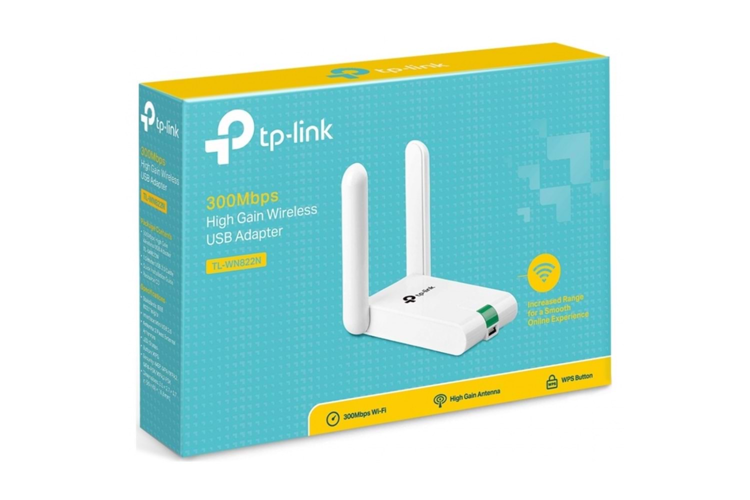 TP-LINK TL-WN822N, 300Mbps, 2.4Ghz, 2x3dBi Anten, USB2.0, WIRELESS ETHERNET