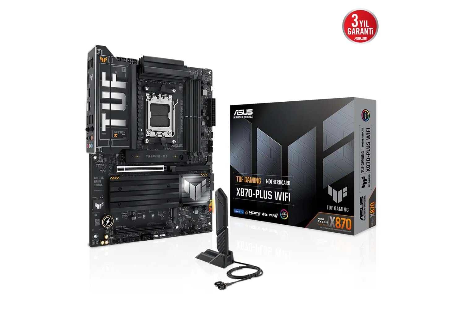 ASUS TUF GAMING X870-PLUS WIFI, 4xDDR5, 4xM.2, HDMI, DP, Type-C, Wi-Fi 7, Bluetooth v5.4, AM5 Soket GAMING Anakart