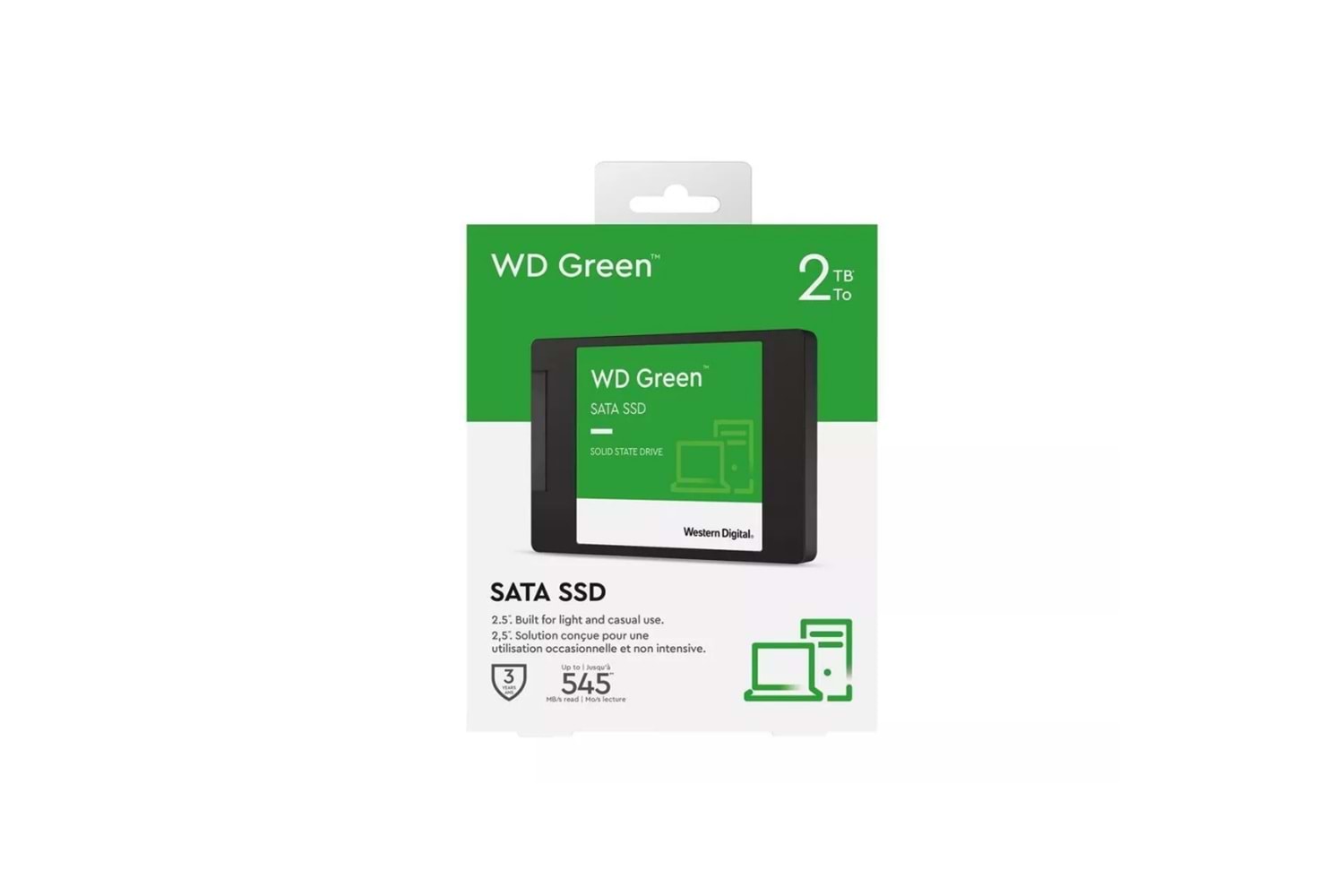 WD Green, WDS200T2G0A, 2TB, 545/465, 3D NAND, 2,5" SATA, SSD