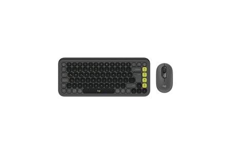 LOGITECH POP ICON COMBO, Siyah-Yeşil, 920-013075, Kablosuz, Türkçe Q, Klavye Mouse Set