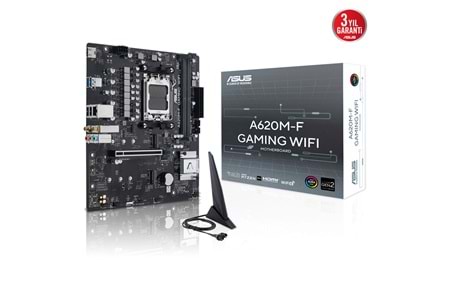 ASUS A620M-F GAMING WIFI, 2xDDR5, 2xM.2, HDMI, Wi-Fi 6E, Bluetooth v5.3, AM5 Soket Gaming Anakart