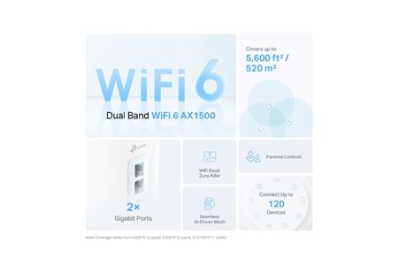 TP-LINK DECO-X10, AX1500, Tekli Mesh, 1500Mbps, Dual Band, WiFi6, 2Port Gigabit Lan, 190m2 kapsama Alanı, Router, Geniş Alan İnternet Ağı Sağlayıcısı