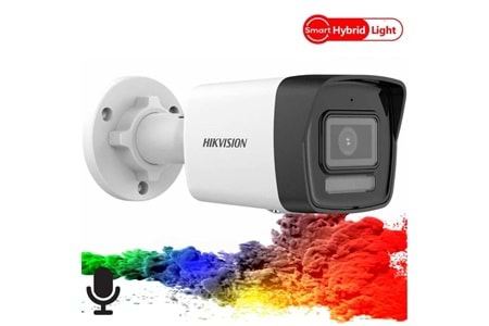 HIKVISION DS-2CD1043G2-LIUF 4Mpix, 2,8mm Lens, H265+, 30Mt Gece Görüşü, Hybrid Light, SD Kart,Dahili Mikrofon, PoE, Bullet IP Kamera