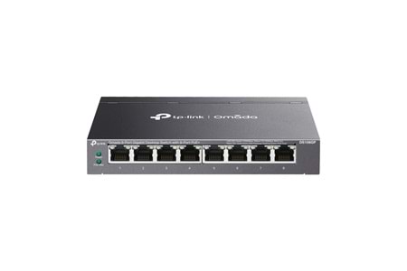 OMADA DS108GP, 8 Port Gigabit, 8 Port Gigabit PoE+, 65W, Yönetilemez, Masaüstü/Vesa Metal Kasa Sessiz Switch