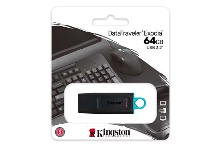 KINGSTON DTX/64GB USB 3.2 Data Traveler Exodia Gen 1 Flash Disk (Siyah - Turkuaz)