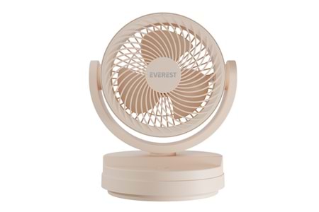 EVEREST EFN-509, KREM, 3 Kademeli Hız, 17,5cm 3 Kanat Pervane ve Çerçeve, Masaüstü, USB Vantilatör