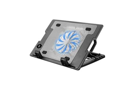 FRISBY FNC-37ST 14cm Fan, 10"-17" Notebook Soğutucu, 5 Kademeli Stand, Mavi Ledli (Siyah)