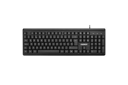 EVEREST KB-741, USB Kablolu, Türkçe Q, 2 metre Bakır Kablolu, Standart Klavye (Siyah)