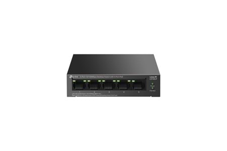 TP-LINK LS105LP, Green Tech, 5 Port, MegaBit, 4 Port PoE 41W, Metal Kasa, Yönetilemez, Masaüstü Switch