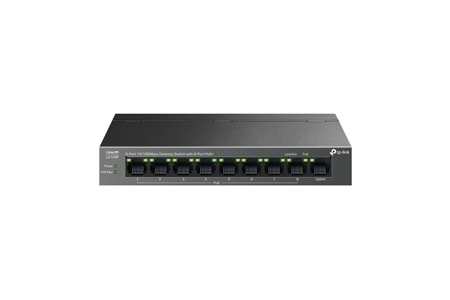 TP-LINK LS109P, Green Tech, 8 Port MegaBit, POE 63W, 1 Port Uplink, Long Range 250Mt, Yönetilemez, Metal Kasalı Switch