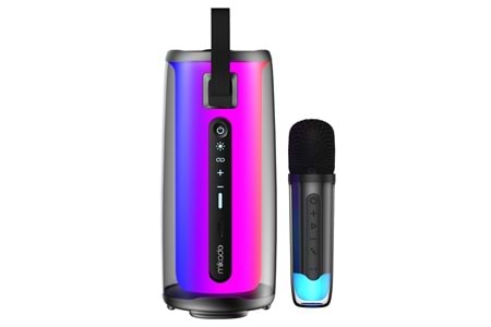 MIKADO MD-17BT, CAPELLA, 10W, Taşınabilir, USB/AUX/BT/TF, RGB Işıklı, Transparan, 1800mAh, Mikrofon, Karaoke, Bluetooth Speaker,