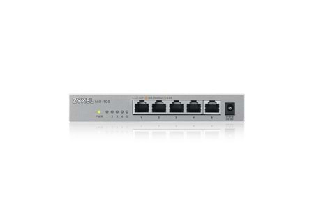 ZyXEL MG-105, 5 Port, GigaBit, Metal Kasa, Yönetilemez, Masaüstü Switch