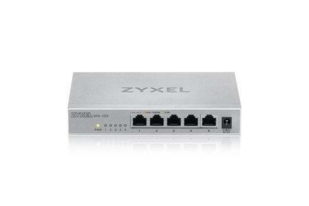 ZyXEL MG-105, 5 Port, GigaBit, Metal Kasa, Yönetilemez, Masaüstü Switch