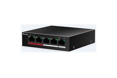 HILOOK NS-0105P-35(B), 4 Port, Megabit, PoE 35W, 1 Port Megabit Uplink, Long Range 250Metre, Yönetilemez, Masaüstü Switch